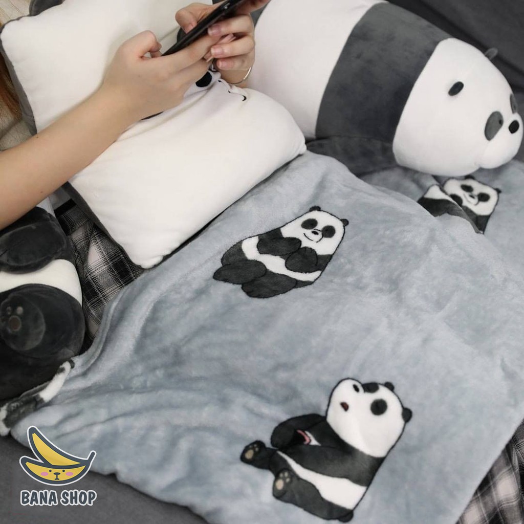 Bộ chăn gối cho em bé anh em gấu Bare Bear Chúng tôi là gấu cute