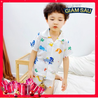 - đồ bộ pizama bé trai chất cotton lụa thoáng mát mùa hè