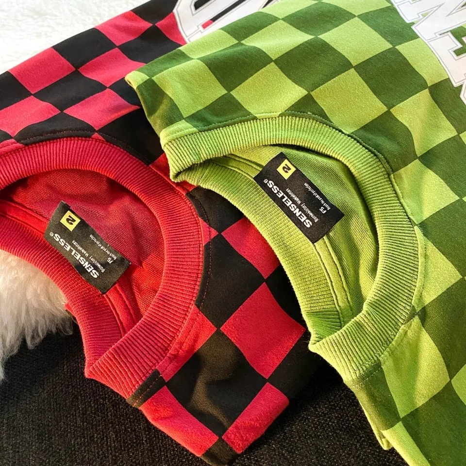 Áo nỉ dài tay dáng rộng họa tiết sọc caro thời trang đường phố Mỹ cổ điển có cỡ lớn 250g | BigBuy360 - bigbuy360.vn