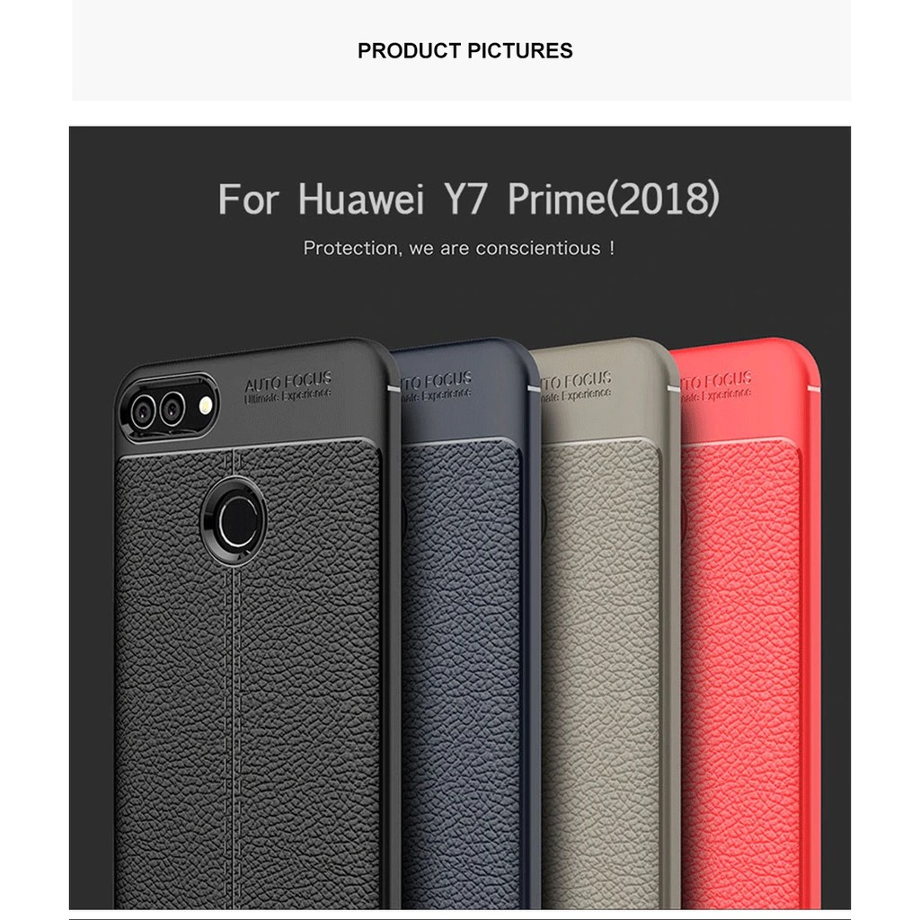 Ốp Lưng Silicon Vân Da Cho Huawei Y7 Prime (2018) - Auto Focus