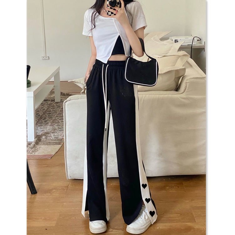 Quần Thể Thao Ống Rộng Màu Đen Thời Trang Mùa Hè Cho Nữ