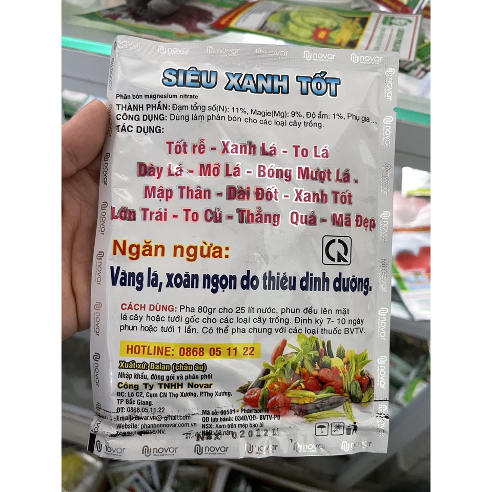 Phân bón lá Siêu Xanh tốt 80gr Novar
