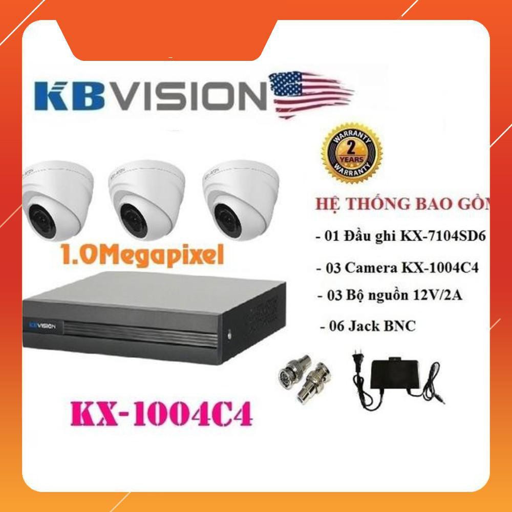 [Mã ELHAMS5 giảm 6% đơn 300K] Camera {Giá sốc} TRỌN BỘ 3 CAMERA 1.0MP KBVISION KX-1004C4 ... ! .