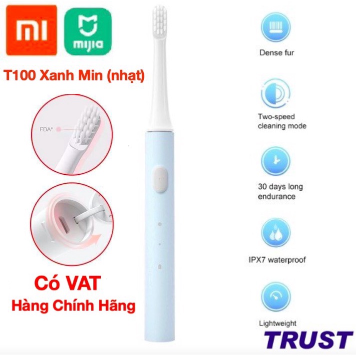 Bàn chải điện Xiaomi Mijia T100 Xanh Min (nhạt), ApiYoo C7, Samono SW-ET01 - Hàng Chính Hãng