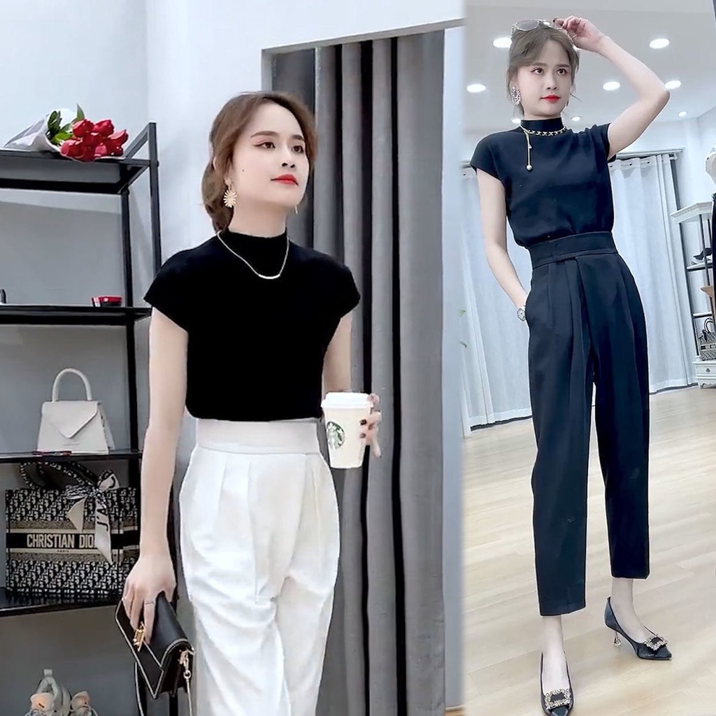 Quần tây nữ cạp dán, Quần baggy công sở nữ lưng cao chất đẹp đứng form đủ màu đủ size