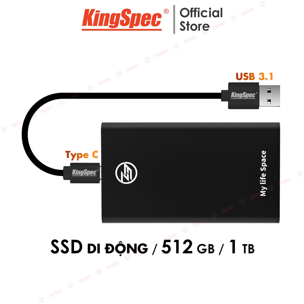 Ổ cứng SSD di động USB 3.1 - TypeC , 512GB / 1TB KingSpec cho PC Laptop | Z3 Series - Hàng Chính Hãng