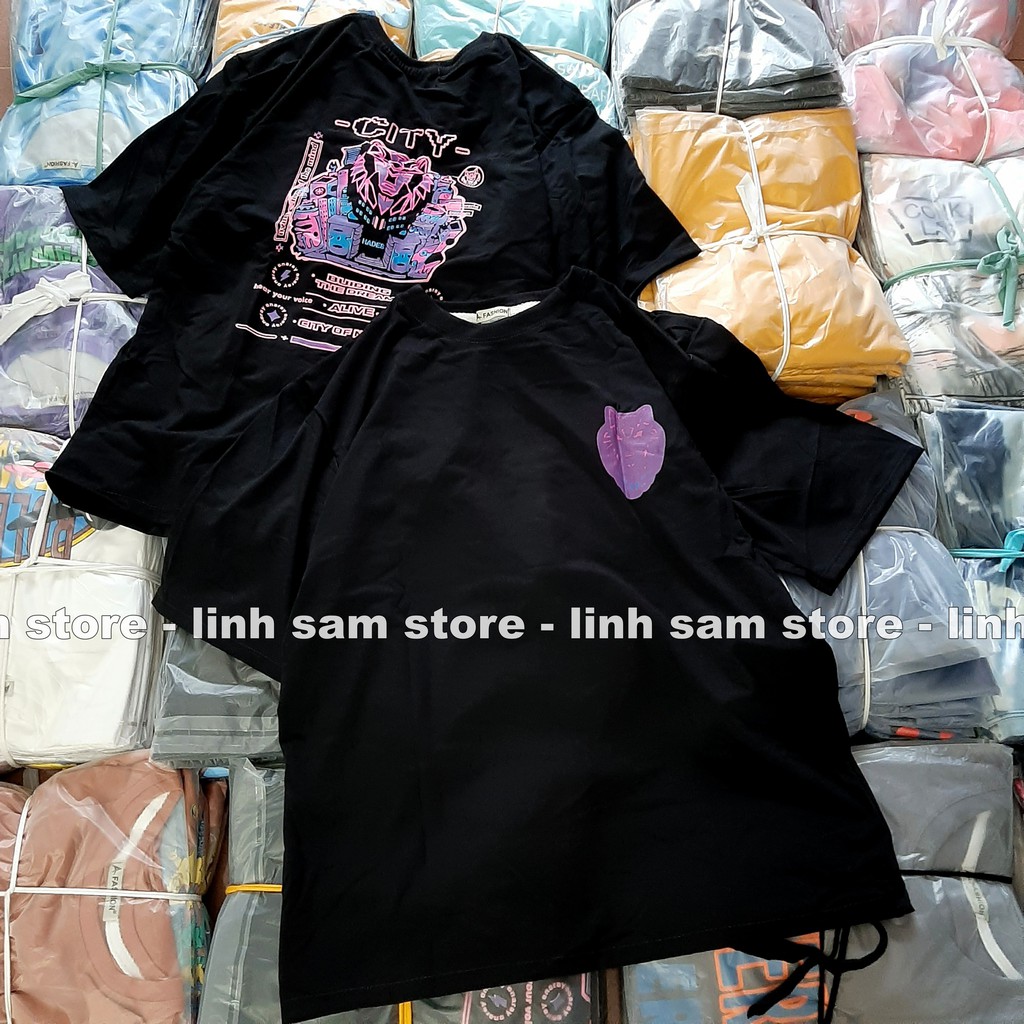 Áo thun in tay lỡ nữ freesize phông form rộng dáng Unisex - Ulzzang mặc cặp, nhóm, lớp hình ĐẦU SÓI chữ CITY màu đen | BigBuy360 - bigbuy360.vn