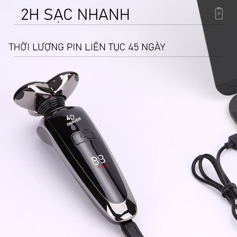 Máy cạo râu 4 in 1 đa năng 3 lưỡi kép Rayco, Máy cạo râu cạo sát, êm, sạc pin nhanh, chống nước bảo hành 12 tháng- MCR01