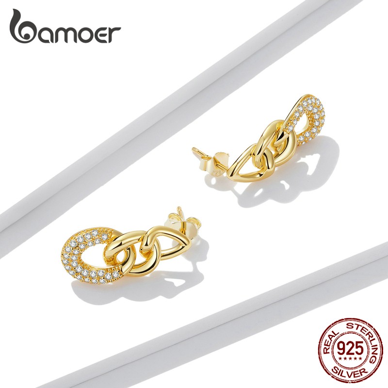 Đôi bông tai Bamoer Bse545 bạc 925 đính zircon quà tặng trang sức nữ