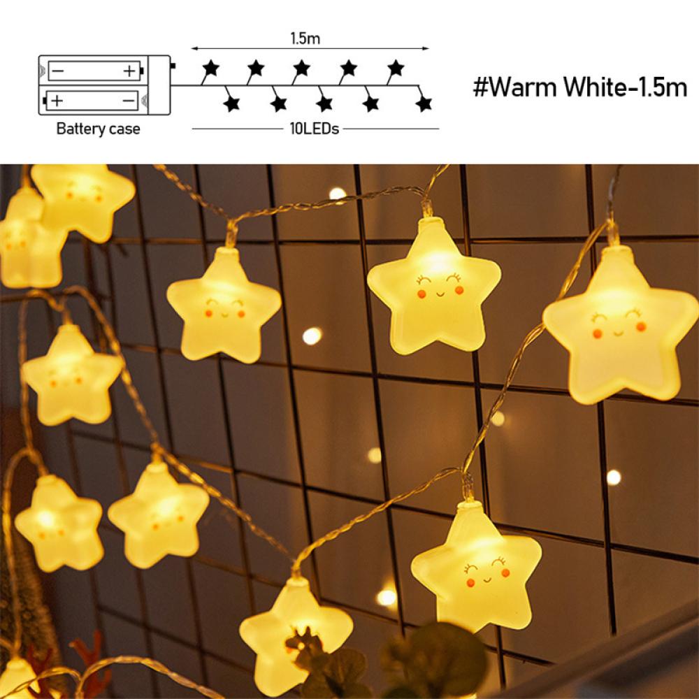 Dây Đèn LED Hình Ngôi Sao/Mặt Cười Hoạt Hình Chạy Bằng Pin Trang Trí Tiệc/Đám Cưới Cho Bé R3Z9