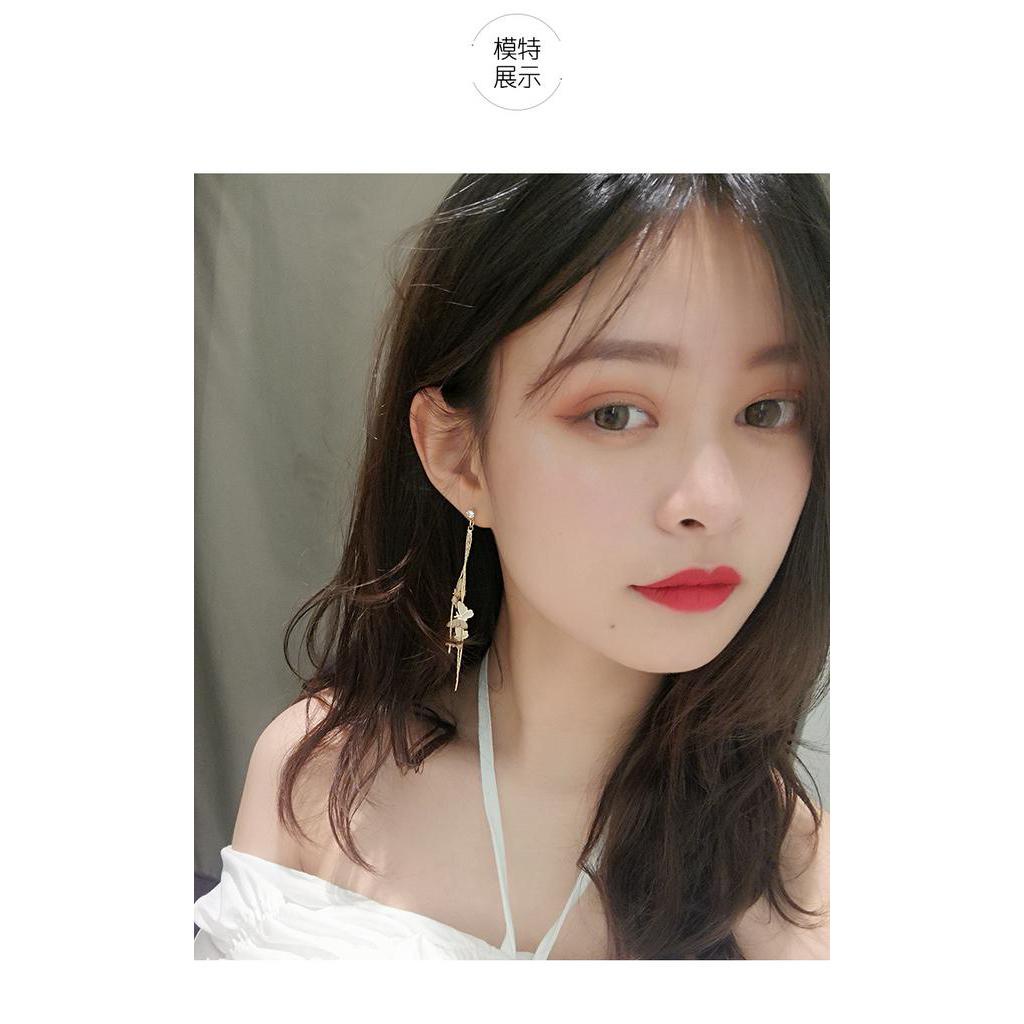 Hoa Tai Dáng Dài Phối Nơ Xinh Xắn Thời Trang Cho Nữ