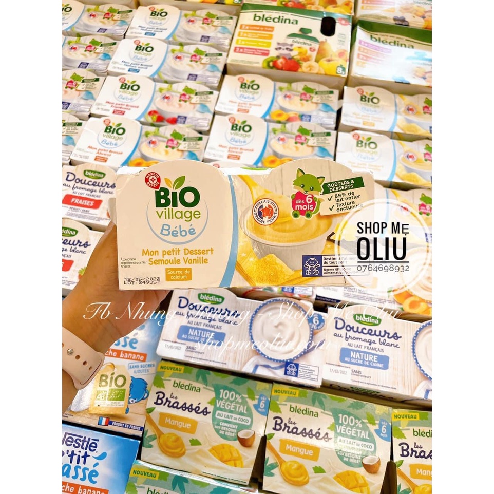 [HÀNG AIR - ĐỦ BILL] Váng sữa hữu cơ Bio Village BeBe giàu canxi cho bé từ 6 tháng (4*100G)