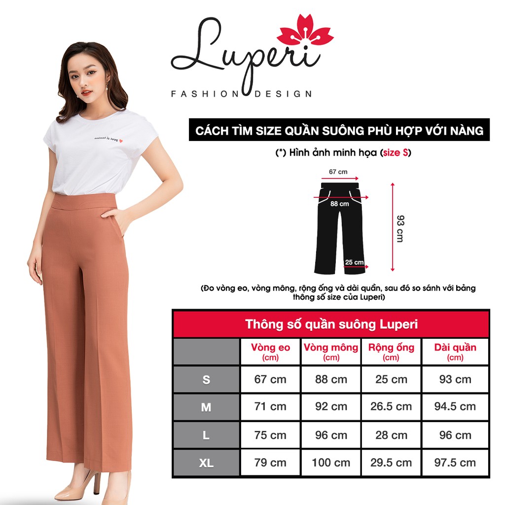 Quần Ống Suông Nữ Lưng Cao Luperi LFQD292 khóa sườn lưng cao gen bụng chất trượt lạnh co giãn không nhăn mát mềm