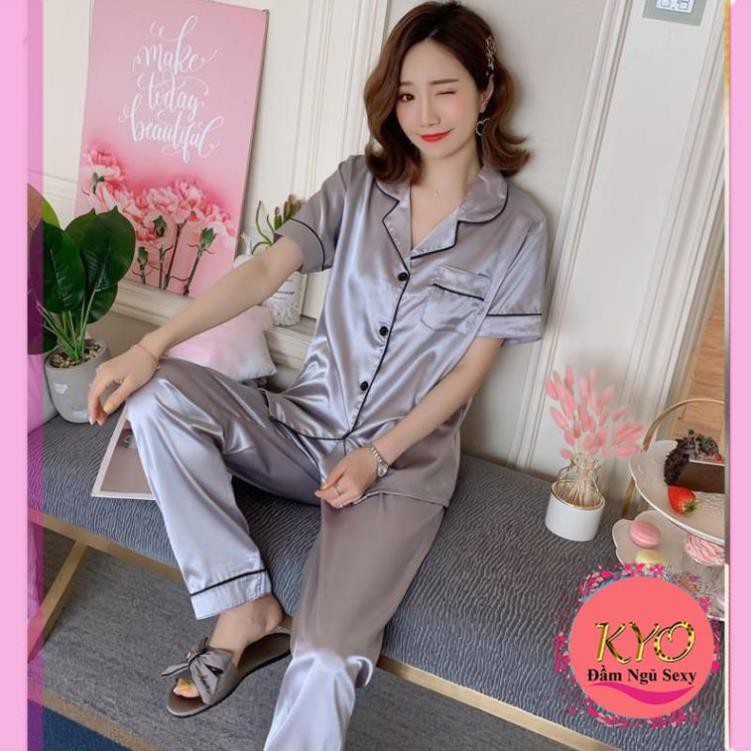 Đồ bộ Pijama - Bộ ngủ lụa satin dài đẹp, Bộ Đồ Ngủ trơn Thời Trang Quyến Rũ B59