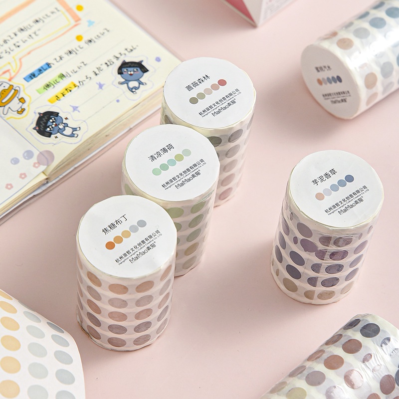 Washi Tape Chấm Tròn Đủ Màu Có Sẵn 8 Màu