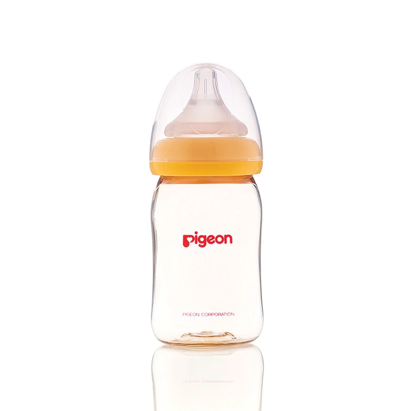 Bình Sữa Cổ Rộng PPSU Plus Pigeon 160/240 ML Kèm Núm Vú Silicon Size SS/M