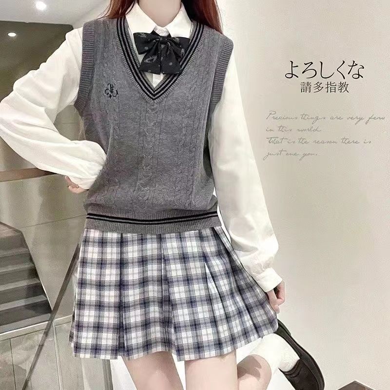 Áo Vest Dệt Kim Phong Cách Preppy 208566 Áo Sweater Không Tay Phong Cách Retro Hàn Quốc