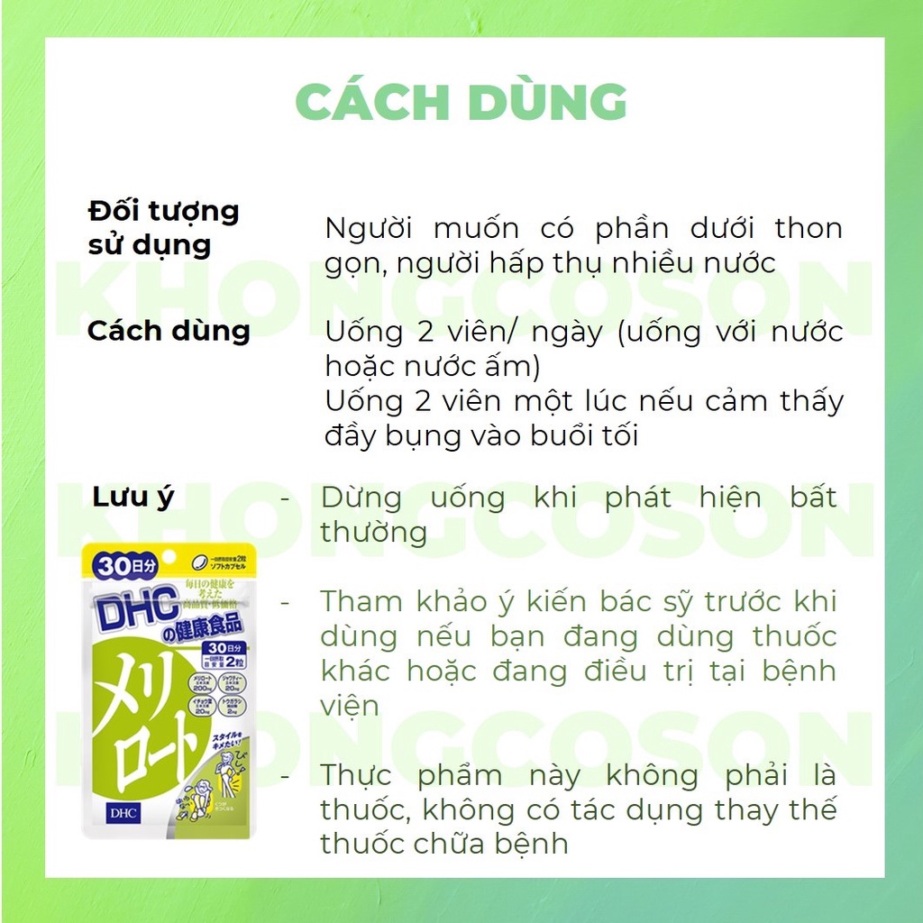 Viên Uống DHC Melilot Hỗ Trợ Giảm Mỡ Đùi 30 Ngày 60 Viên - Khongcoson
