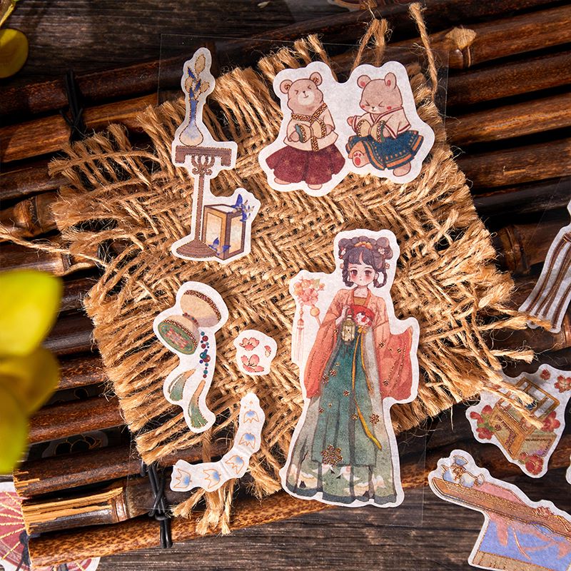 Sticker cổ trang ánh kim hình dán cute  Sơn Hải Đồ Chí 1 gói 4 tờ