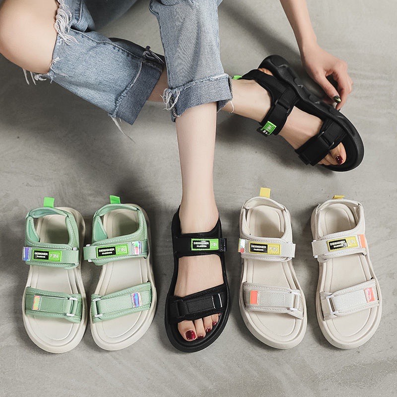 ⚡SIÊU HÓT⚡Dép sandal nữ cao cấp êm chân 2 mầu kem đen MSPSTNX