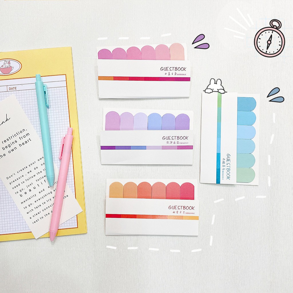 Set Giấy note đánh dấu trang nhiều màu - Màu Gradient, Note Đánh Dấu Trang - Văn Phòng Phẩm Sáng Tạo