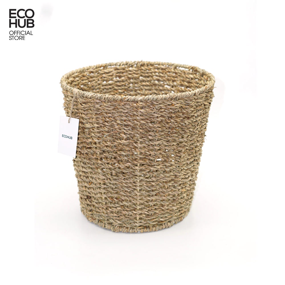 Giỏ cói ECOHUB hình trụ đựng đồ sắp xếp, ngăn nắp, gọn gàng, đựng rác văn phòng | EH088