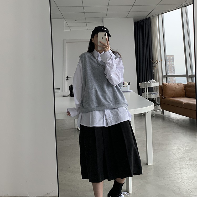Áo Gile Ulzzang vải dày dặn, Áo len gile nữ phong cách Hàn Quốc - Maomao