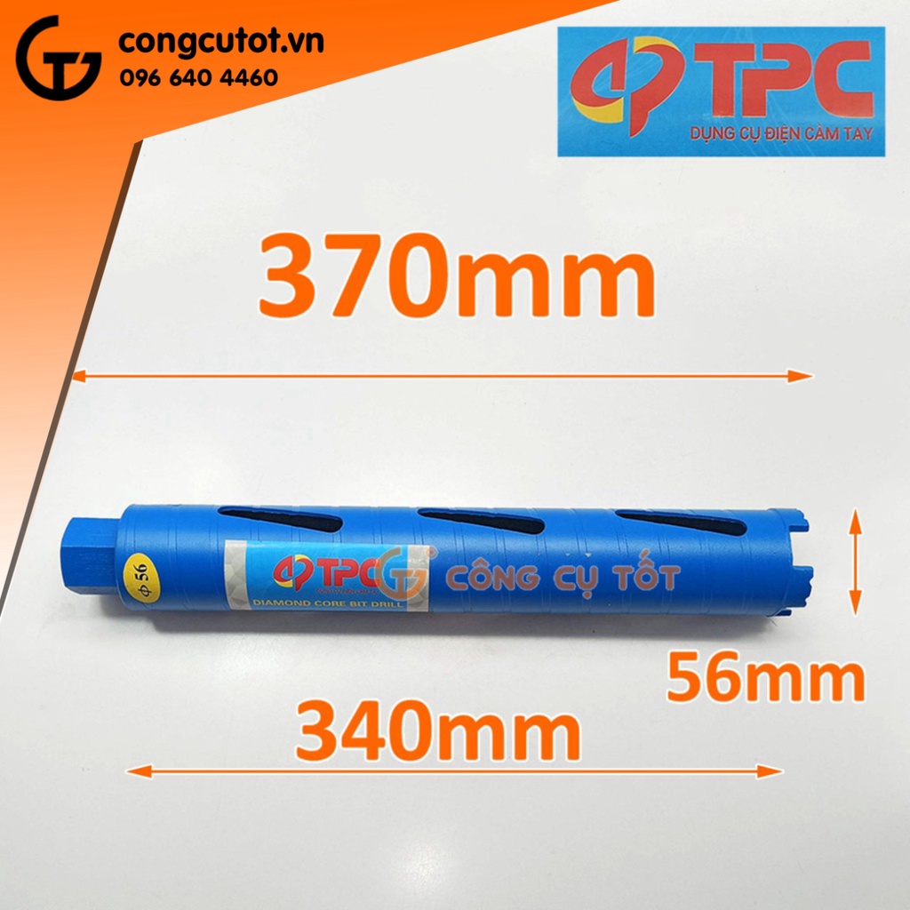 Mũi khoét tường khô kim cương mạ điện ren nối M22 Ø56 x 370mm