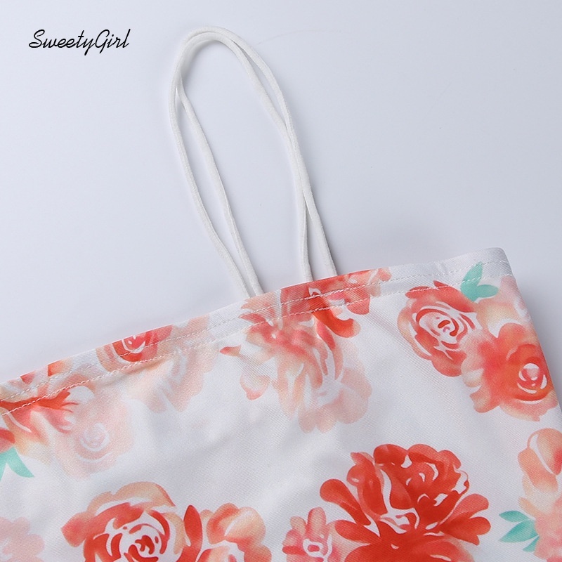 Đầm hai dây ôm dáng hở lưng in họa tiết hoa quyến rũ dành cho nữ