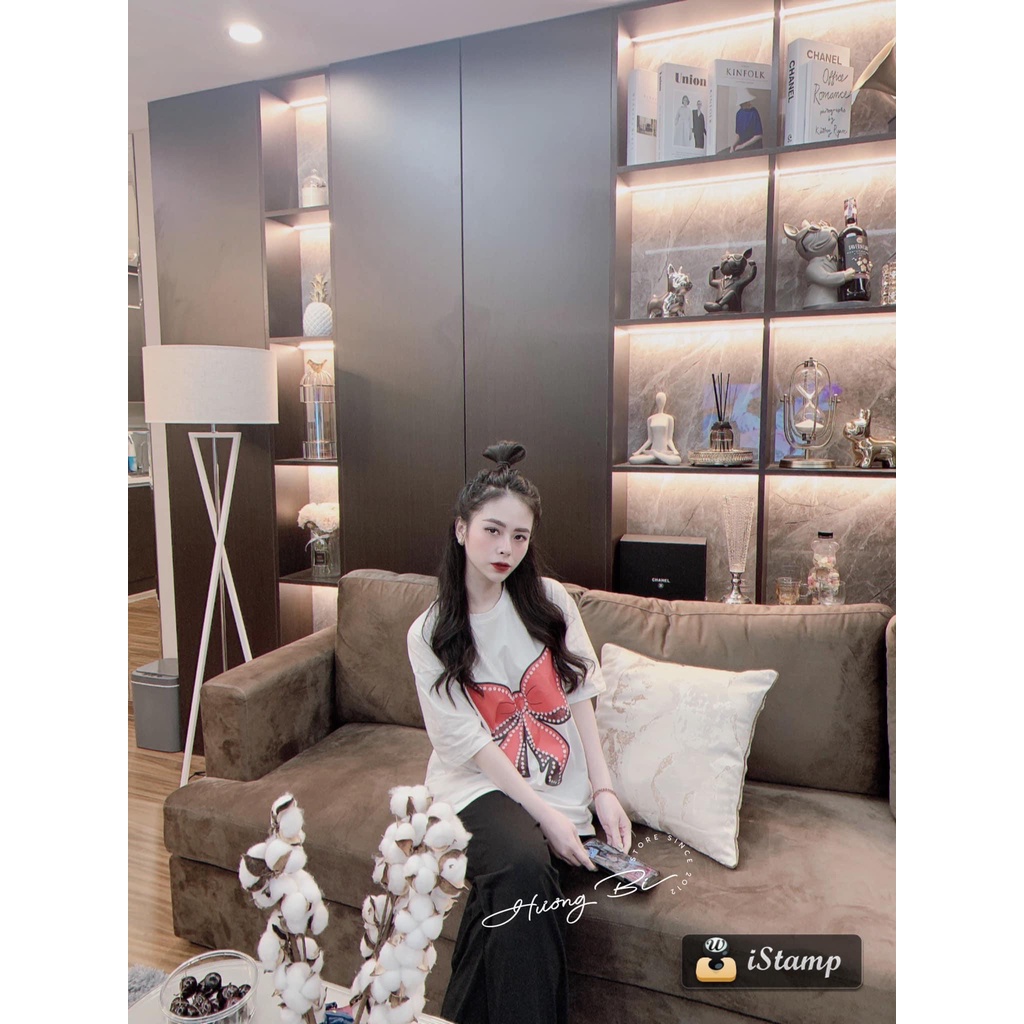 BỘ COTTON TRẮNG HÌNH NƠ QUẦN SUÔNG CHO NỮ