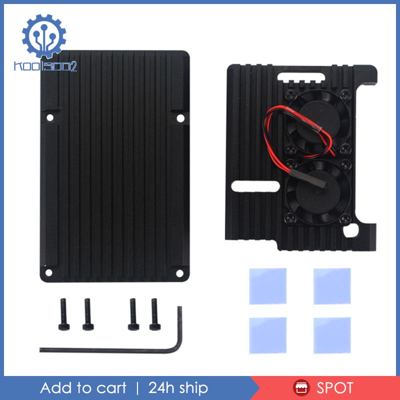 Hộp Nhôm Đựng Quạt Làm Mát Kép Cho Raspberry Pi 3 / Pi 2 Koolsoo2