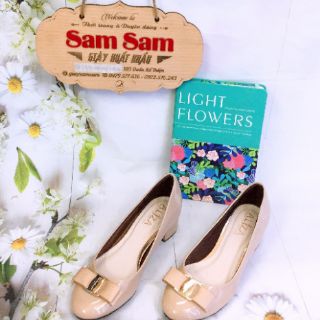 Giày nơ da bóng 3cm - MS791
