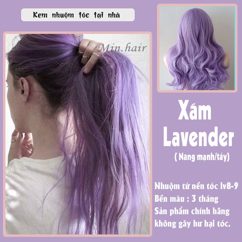 thuốc nhuộm tóc màu xám lavender, tặng kèm oxy trợ dưỡng và bao tay