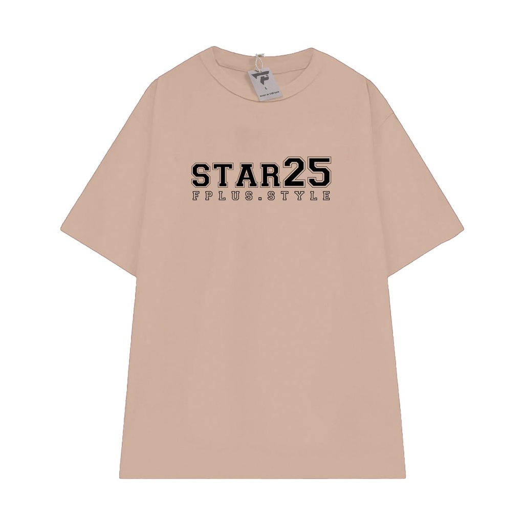 Áo thun basic unisex nam nữ form rộng in chữ STAR25 vải mát FPLUS FP116