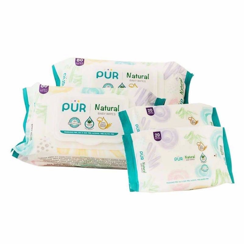 Khăn Giấy Ướt PUR chiết xuất nha đam Organic 20-80 Tờ