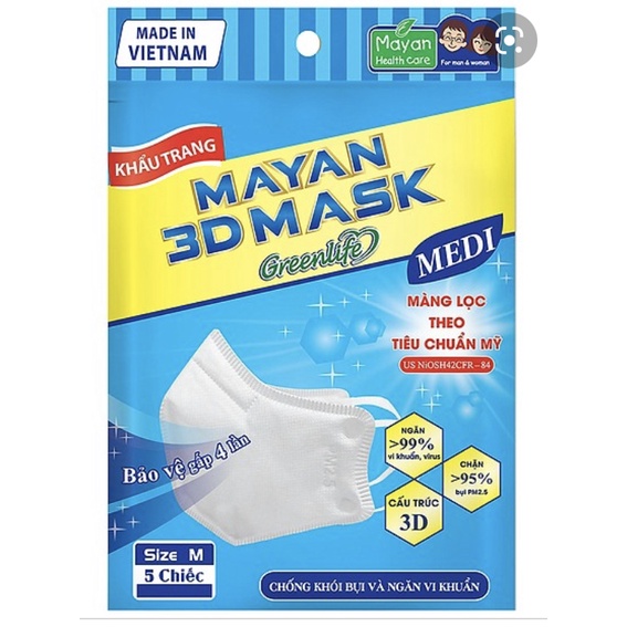 Khẩu trang 3d Mayan lọc bụi PM 2.5