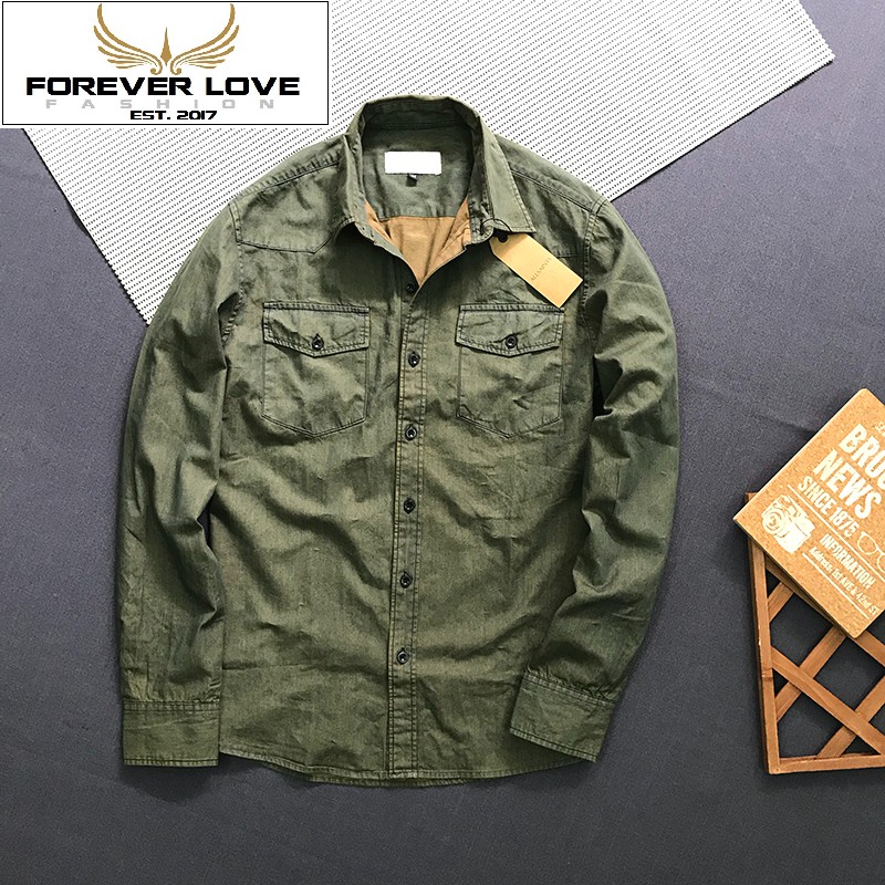 Áo sơ mi denim nam tay dài phối túi cao cấp - SB167 | BigBuy360 - bigbuy360.vn