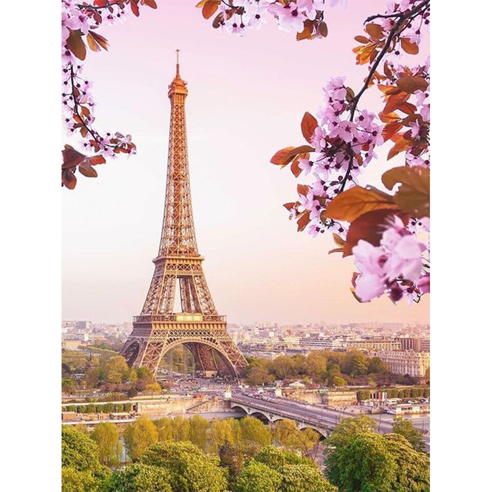 Bộ Tranh Đính Đá 5D DIY Hình Tháp Eiffel Để Trang Trí Nhà