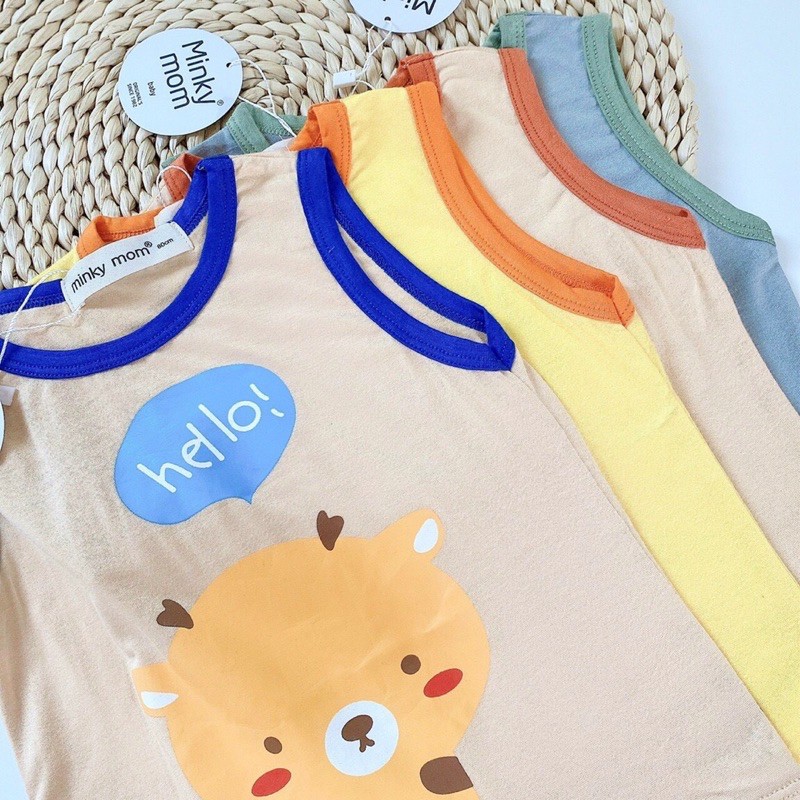 Bộ Ba Lỗ Sát Nách Minky Mom Thun Lạnh In Hoạ Tiết