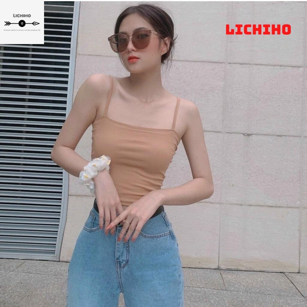 Áo croptop hai dây ôm body CT04 lichiho áo thun nữ ulzzang chất lượng