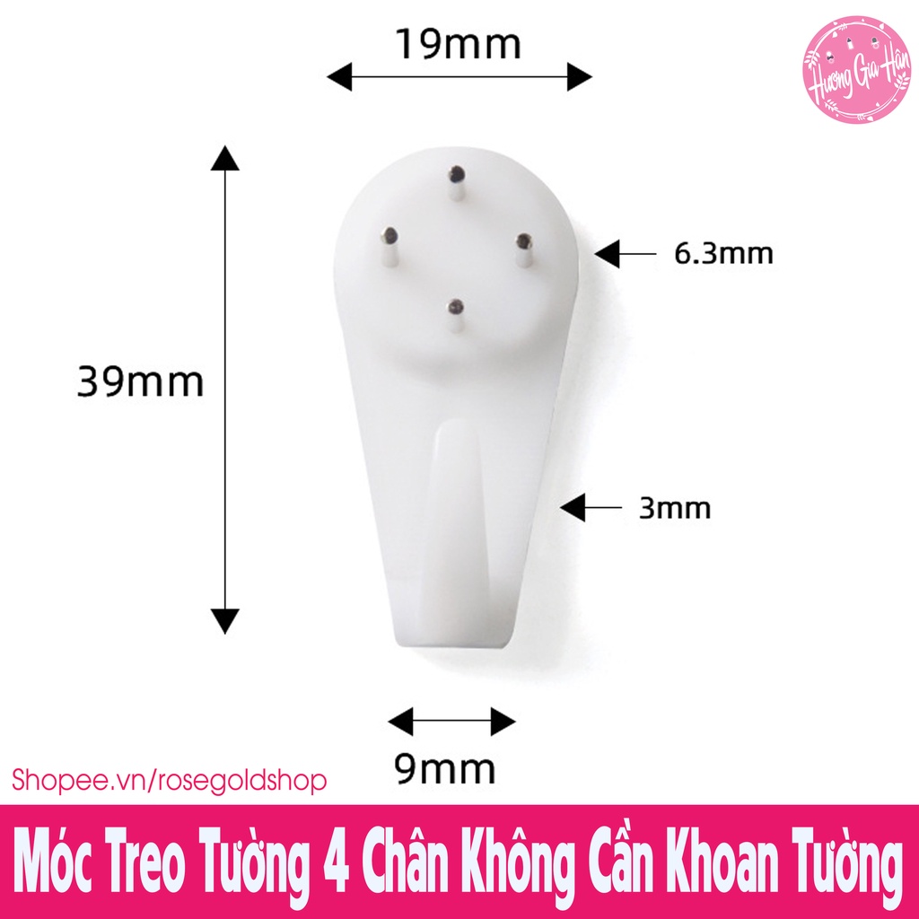 Móc Treo Tường 4 Chân Đinh Treo Khung Ảnh, Treo Đồ Không Cần Khoan Tường
