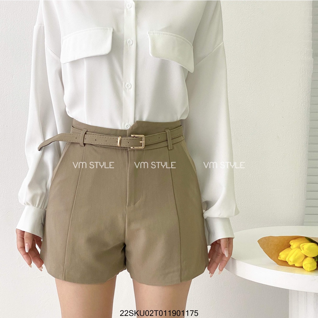 Quần short nữ lệch cạp VM STYLE trơn kèm nịt - 22SKU02T011901