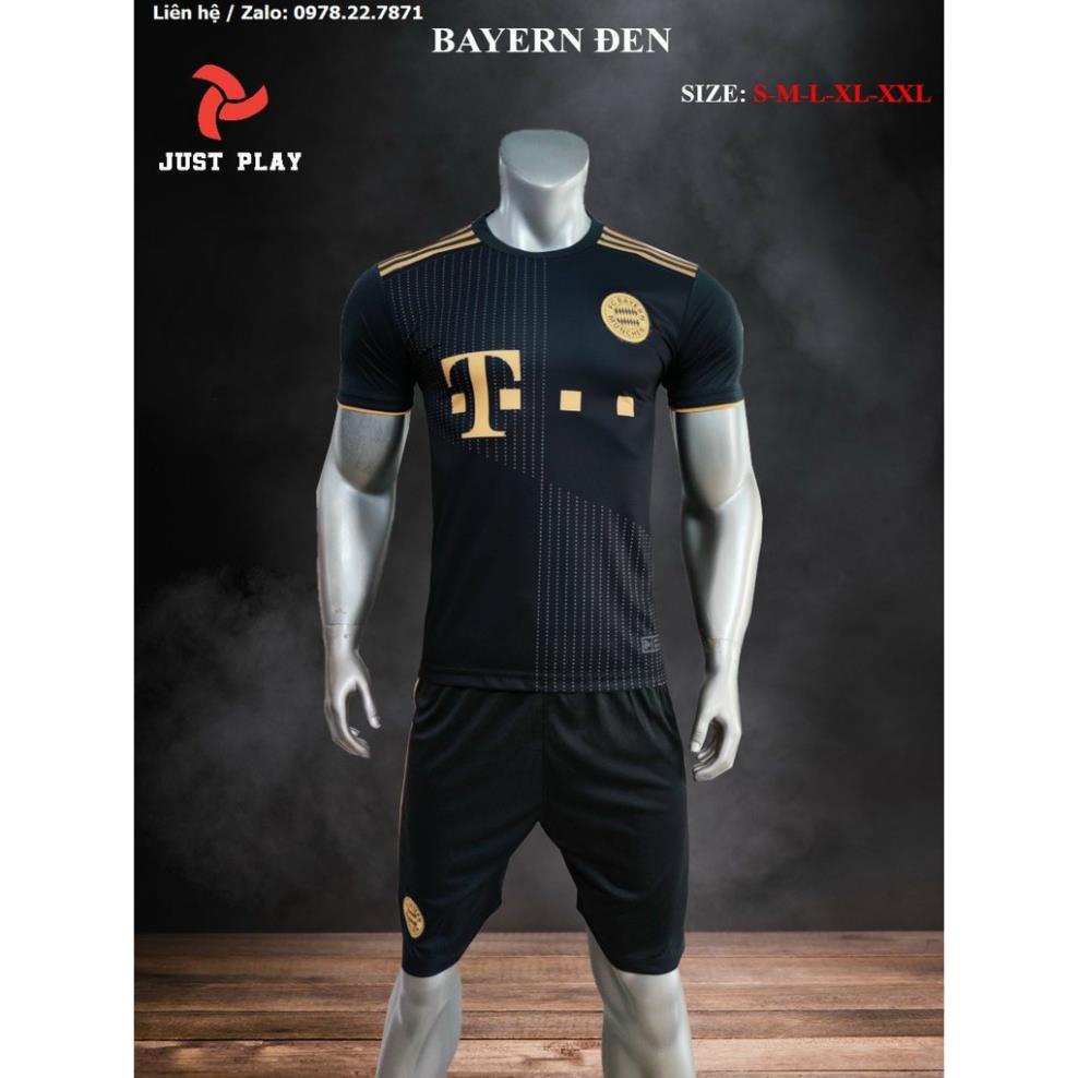 Bộ Quần Áo Bóng Đá Bayern Munich Sân Khách Màu Đen 2021-2022 ⚡