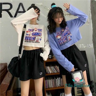 Áo thun Croptop Tay Dài Phom Rộng Let the game begin