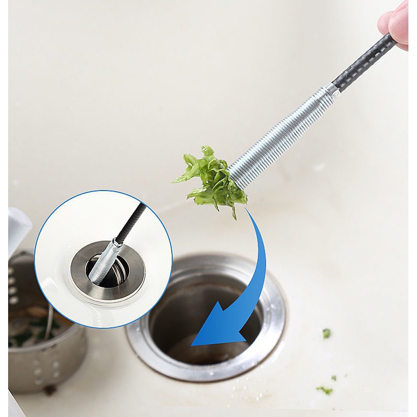 Dây thông tắc cống lò xo đa năng có đầu kẹp gắp rác tiện dụng