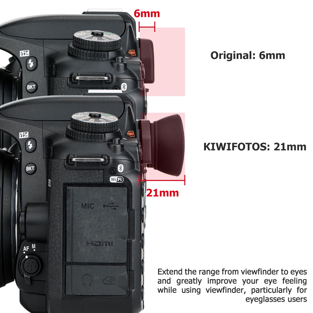 Kiwifotos Thị Kính Kính Ngắm Eyecup Silcone Dài Cho Máy Ảnh Nikon D3500 D3400 D3300 D3200 D3100 D3000 D7500 D7200 D7100 D7000 D5200 D5100 D5000 D750 D610 D600 D300s D300 D200 D100 D90 D80 D70s D70 D60 D50 F80 F65  F55 FM10