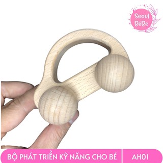 Bộ Gặm Nướu Bằng Gỗ Thông An Toàn Cho Trẻ Nhỏ 👶 Gồm 5 Sản Phẩm Giúp Bé Tập Cầm Nắm, Quen Với Những Hình Khối