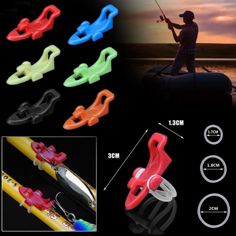 MUVAKO Phụ kiện giữ móc câu cá kèm 3 vòng cao su nhỏ gọn bằng nhựa chất lượng cao