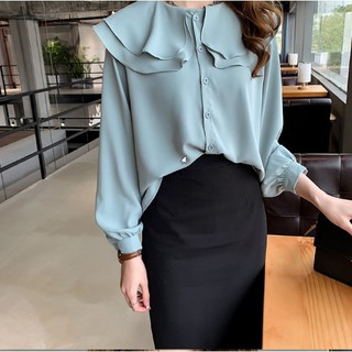 Áo Sơ Mi Nữ Cổ Bánh Bèo Lá Sen - Thời Trang Công Sở