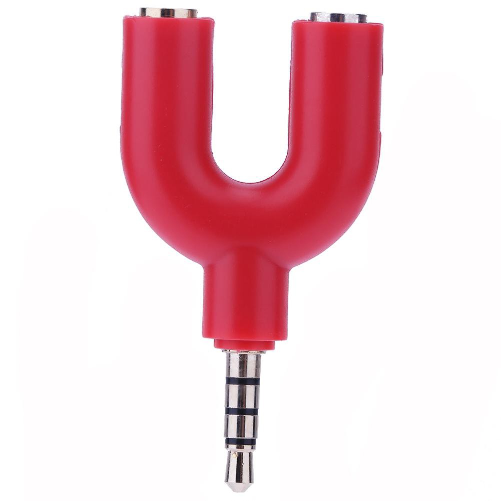 Đầu giắc chuyển đổi tai nghe chia chữ U 2 hướng âm thanh nổi 3.5mm